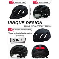 AliExpress PJT New LED Bike Helmet With Sun Goggle & Sun Visor Rechargeable Men Bicycle Helmet Sunglasses Shield Road MTB Cycling Helmets