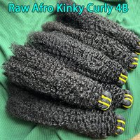 Raw Unprocessed Virgin 4B Afro Kinky Curly Hair Weave Double Weft Kinky Coily Hair Extension 4C Afro Curly Weft Hair Bundles
