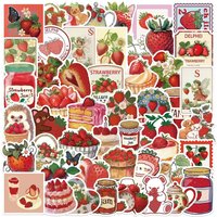 50pcs Aesthetic Strawberry Stickers | Waterproof Cartoon Decals for Guitar & Luggage RecordingYourLife Store
