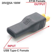 1pc USB Type C Female Input to XT30 Female Output Power Charging Adapter RC Lipo Battery Drone Aircraft Model Remote Control Toy
