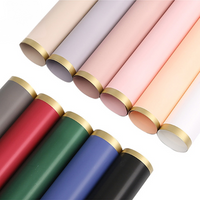 5 PCS Waterproof Flower Wrapping Paper Golden Edge Matte Frosted Bouquet Gift Wrap for Wedding Birthday DIY