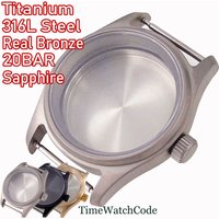 36mm Pilot Diver Watch Case Titanium or 316L Steel Fit for NH35 NH36 PT5000 ETA2824 Sapphire Crystal 200M Waterproof Screw Crown