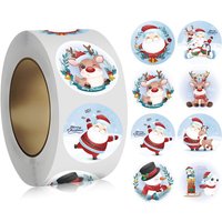 100-500pcs Cartoon Christmas Stickers for Envelope Round Merry Christmas Stickers 8 Designs Christmas Gift Decor Stickers