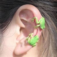 Exaggerated Green Gecko Frog Animal Ear Cuff Women's Earrings Without Ear Hole New Trendy Funny Ear Bone Clamp Men Jewelry