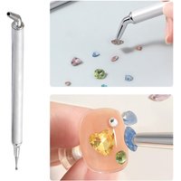 Dual-ended Rhinestone Picker Pen, Self-Adhesive Nail Art Dotting Pen for Picking Up Rhinestones and Nail Charms