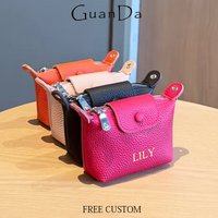 Luxury Woman Crossbody Bag Custom Letters Cowhide Coin Purse Fashion Engrave Name Lipstick Earphone Dumpling Bag With Neck Strap