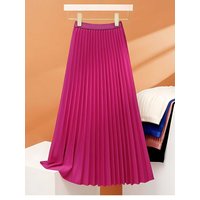 Women's A-Line Midi Skirt Pleated Conceal Meat High Waist Polyester Blend Comfortable Fit Spring Autumn New Style