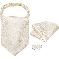 Elegent Silk Mens Ascot Tie Hanky Cufflinks Set Jacquard Floral Paisley 60 Colours Cravat for Male Wedding Business Prom Hi-Tie