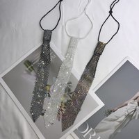 New Shiny Rhinestone Necktie for Women Adjustable Neck Tie Fashion Luxury Crystal Wedding Banquet Jewelry Accessories