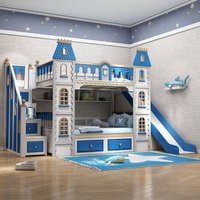 Full solid wood two-layer children's bed bunk up and down bed double-layer high and low child and mother bed castle British