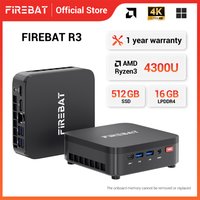 Firebat R3 Mini Pc Amd Ryzen 3 4300U Lpddr4 16Gb Ram M.2 Sata 512Gb Rom Wifi6 Bt5.2 1000m Lan Windows11 Desktop Computer