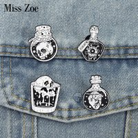 Halloween Skeleton Enamel Pins Custom Punk Potion Brooches Lapel Badges Clothes Gothic Jewelry Gift for Friends