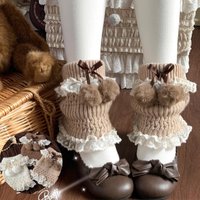 New Original Japanese Sweet Lolita Lace Fluffy Ball Socks Women Autumn Leg Warmers JK Cute Leggings Y2K Girl Lovely Pile Socks