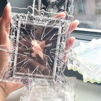 Broken Mirror Idol Card Display Stand Transparent Waterproof Photo Card Holder Dustproof Acrylic Card Protective Case Fans