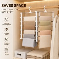 Foldable Multi Layer Pants Hanger Space Saving Clothes Storage Rack Practical Wardrobe Organizer for Household Daily Storage