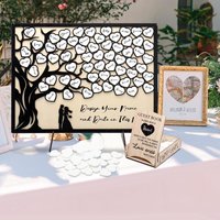 Wedding Guest Book Alternative, Guest Book Signs with Wooden Hearts Guest Book Wedding Reception for Wedding Anniversary Birthda