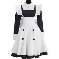 Japanese Anime Black Butler Maid Kuroshitsuji Mey Rin Maid Costume Woman Cosplay Costumes Dress + Apron For Halloween Party Cos