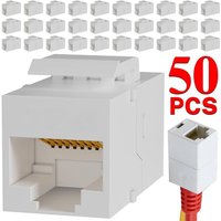 10-50PCS RJ45 Coupler Inline Keystone Jack Female To Female Dual Straight Head RJ45 Extender Plug Network Cable Connector
