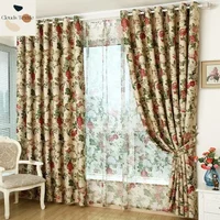 European Style Blackout Curtains for Living Dining Room Bedroom Pastoral Flowers Printing Kitchen Door Window Curtains Customize