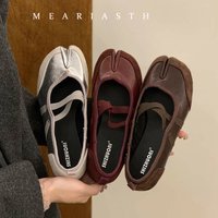 Fashion Soft Leather Split Toe Women Ballet tabi Flats Spring Autumn Comfortable Walking Lazy Loafers Casual Girls Dance Shoes