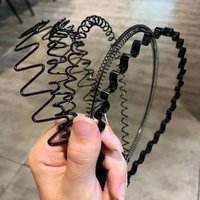 1-4set Metal Hair Band for Men Women Unisex Fashion Black Waved Hair Head Hoop Sports Headband Adult Hairband Hair Accessories