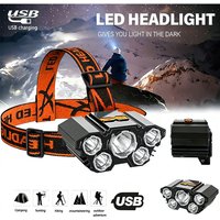 AliExpress KDULIT 5 LED Flashlight Rechargeable with Built in Lithium Battery Strong Head Light Camping Adventure Fishing Cycling Headlamp