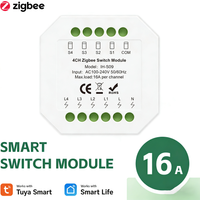 Zigbee Smart Relay Switch Module 4CH 16A IH-S09 AC100-240V Tuya Smart Life Remote Control for Home Automation System