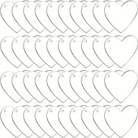 50PCS Hearts Acrylic Keychain Blank Acrylic Ornaments Transparent Heart Keychains with Hole for DIY Projects Art Crafts