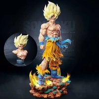 Jt Statue Dragon Ball Z Son Goku Figure têtes remplaçables Base Led Super Saiyan Goku figurines d'action Collection Mode jouets cadeaux