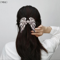 〔YS1〕1/2Pcs Womens Braid Hair Accessories Vintage Silver Angel Wings Hair Clip Ethnic Style Hair Decorations Zinc Alloy Hairpins