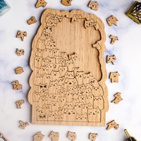 100 Wooden Puzzle Kittens with High Difficulty Level, Perfect for Christmas and Halloween Gifts