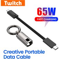 65W Keychain Type C To Type C Cable Fast Charging 10CM Portable Short Data Cable For iPhone 15 Samsung Huawei Xiaomi USB C Cable