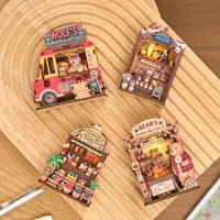 DIY Fridge Magnets Cute Cartoon Magnetic Stickers 3D Puzzle Miniature Street Shop Kids Whiteboard Blackboard Decor