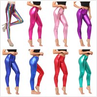Leggings en Faux cuir PU pour femmes, couleur métallique, pantalon de soirée dansante, Sexy, boîte de nuit, Costume slim, pantalon serré