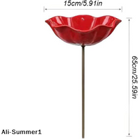 【E】Handmade Metal Flower Garden Stake, Large Bee Bird Waterer, Outdoor Yard Art Decor, Iron Floral Sculpture For Lawn Ornament