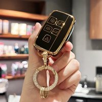 Premium Key Fob Cover with Keyring for Land Rover Evoque Velar Sport Discovery Freelander2 LR4 Sport And Jaguar Car Accessories