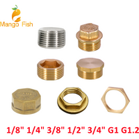 Miedź 1/8 "1/4" 3/8 "1/2" 3/4 "gwint męski rura mosiężna z łbem sześciokątnym zaślepka złącze wtykowe Adapter złącza
