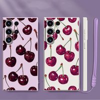 Case for Samsung Galaxy S25 S21 Plus S24 Ultra Note 20 10 Ultra S20 FE S25 Edge S23 S22 Phone Cover Fruit Cherry
