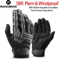 ROCKBROS Fahrradhandschuhe, Thermo-Herbst- und Winterhandschuhe, winddicht, SBR-Touchscreen-Fahrradhandschuhe, vollfingerige, stoßfeste Sporthandschuhe