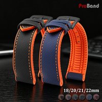 Nylon Rubber Hybrid Watch Strap 18/20/21/22mm Waterproof Silicone Watchband for Breitling for Omega for Pagani Men Accessories