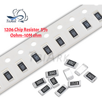 100pcs 1206 5% SMD resistor 1/4W 0R ~ 10M ohm 1R 10R 100R 150R 200R 330R 1K 2.2K 5.1K 10K 22K 30K 68K 75K 100K 470K 510K 1M 9.1M