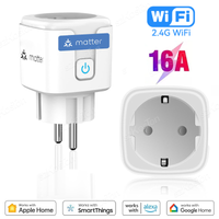 Matter WiFi Smart Plug 16A EU Power Outlet Smart Socket Timing Voice Control Function Works with HomeKit Siri Alexa Google