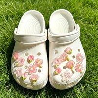 Hot sales Fashion shoe Charms for Iced Cherry Blossoms Clogs Shoe Buckle Cute shoe Accessories Decoration for Girls Gift