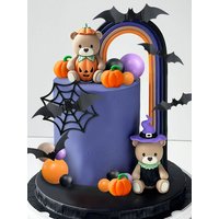 29pcs Halloween cake decoration, teddy bear rainbow decoration, pumpkin bat, spider web, Halloween party supplies