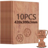 10pcs 3mm Thickness A3 420x300mm Rosewood Plywood for Model Making Laser Cutting Engraving Multipurpose for Creative DIY Project