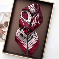 Luxury Chain Print Scarf Women Silk Imitation Neck Scarves Foulard Bandana Hijab Hairbands Square Shawls Wraps