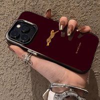 Cute And Stylish Leopard Print Wine Red Patterned Phone Case For iPhone 17 16 15 14 13 12 11 Pro Max Plus Air XS X XR 7 8 Cover
