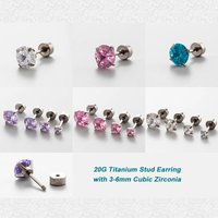 Titanium Flat Back Surgical Stainless Steel Stud Earrings for Women Men, Stud Earrings with 3-6mm Cubic Zirconia Studs Jewelry
