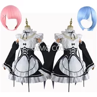 Ram/Rem Cosplay Re:zero Kara Hajimeru Isekai Seikatsu Costumes Dress Headdress Party Suit Anime Maid Dress Costume