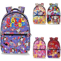 Amazing Digital Circus Student Backpack Polyester Full Set School Bag Campus Life 35 Compartments Educational Purpose
